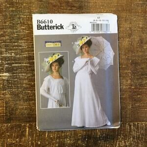 Butterick Sewing Pattern B6610 Historical Costume Edwardian Dress Hat 6-14 UNCUT